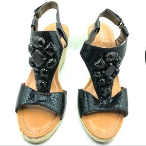 Libby Edelman | Black Gem Espadrille Wedge
